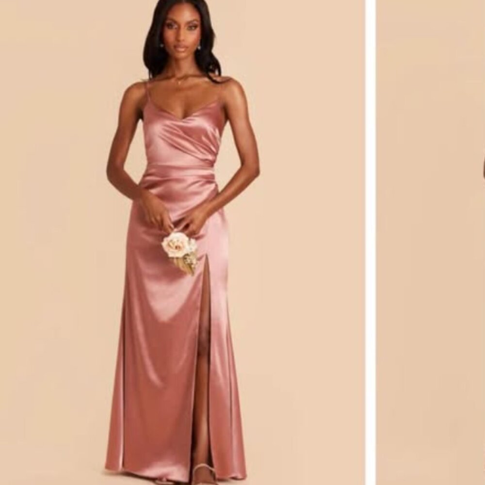 Birdey Grey Catherine Dress in Shiny Satin Desert Rose